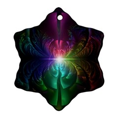 Anodized Rainbow Eyes And Metallic Fractal Flares Snowflake Ornament (two Sides)