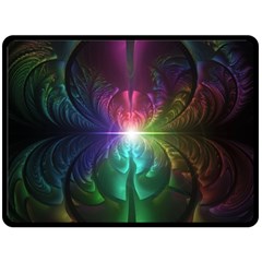 Anodized Rainbow Eyes And Metallic Fractal Flares Double Sided Fleece Blanket (large)  by jayaprime