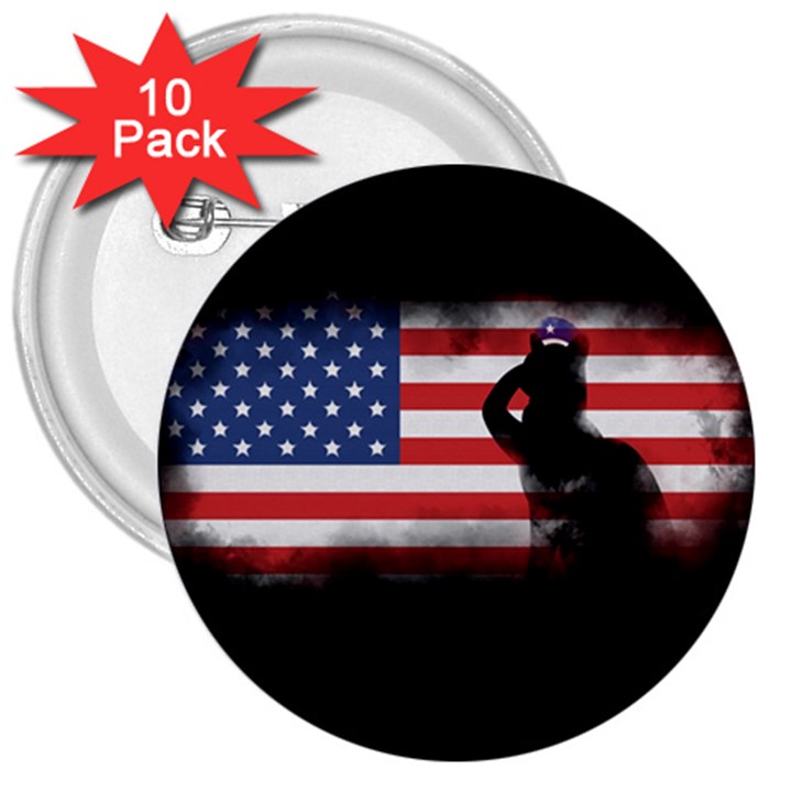 Honor Our Heroes On Memorial Day 3  Buttons (10 pack) 