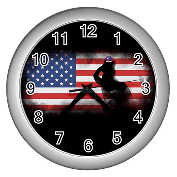 Honor Our Heroes On Memorial Day Wall Clocks (Silver) 