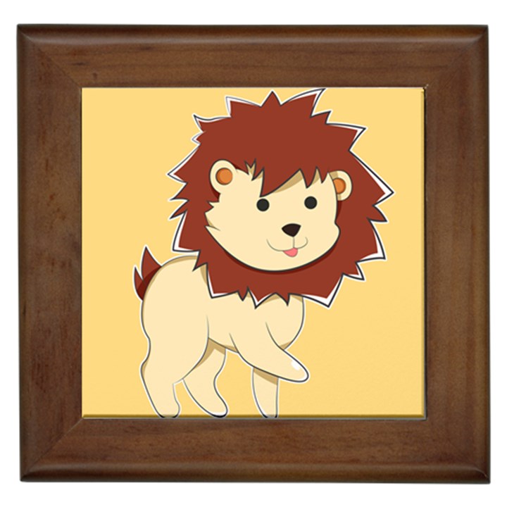 Happy Cartoon Baby Lion Framed Tiles