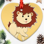 Happy Cartoon Baby Lion Ornament (Heart) Front