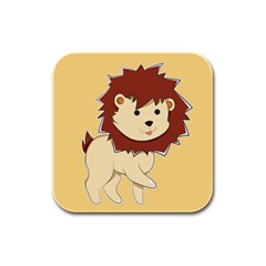 Happy Cartoon Baby Lion Rubber Square Coaster (4 Pack)  by Catifornia