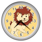 Happy Cartoon Baby Lion Wall Clocks (Silver)  Front