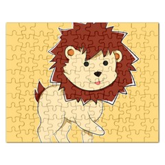 Happy Cartoon Baby Lion Rectangular Jigsaw Puzzl by Catifornia