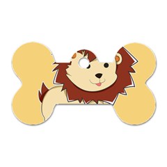 Happy Cartoon Baby Lion Dog Tag Bone (two Sides) by Catifornia