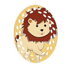 Happy Cartoon Baby Lion Oval Filigree Ornament (two Sides) by Catifornia