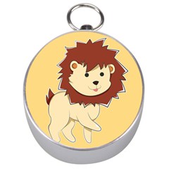 Happy Cartoon Baby Lion Silver Compasses by Catifornia