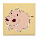 Happy Cartoon Baby Hippo Tile Coasters Front