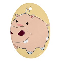 Happy Cartoon Baby Hippo Ornament (oval) by Catifornia