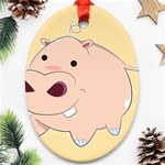 Happy Cartoon Baby Hippo Ornament (Oval) Front