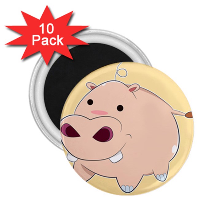 Happy Cartoon Baby Hippo 2.25  Magnets (10 pack) 