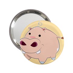 Happy Cartoon Baby Hippo 2 25  Handbag Mirrors by Catifornia