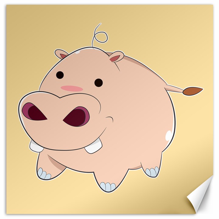 Happy Cartoon Baby Hippo Canvas 16  x 16  