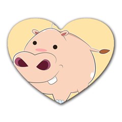 Happy Cartoon Baby Hippo Heart Mousepads by Catifornia