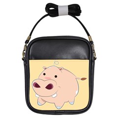 Happy Cartoon Baby Hippo Girls Sling Bags by Catifornia