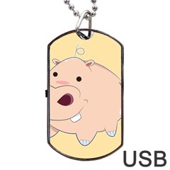 Happy Cartoon Baby Hippo Dog Tag Usb Flash (two Sides) by Catifornia