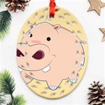 Happy Cartoon Baby Hippo Ornament (Oval Filigree) Front