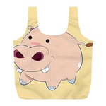 Happy Cartoon Baby Hippo Full Print Recycle Bags (L)  Front