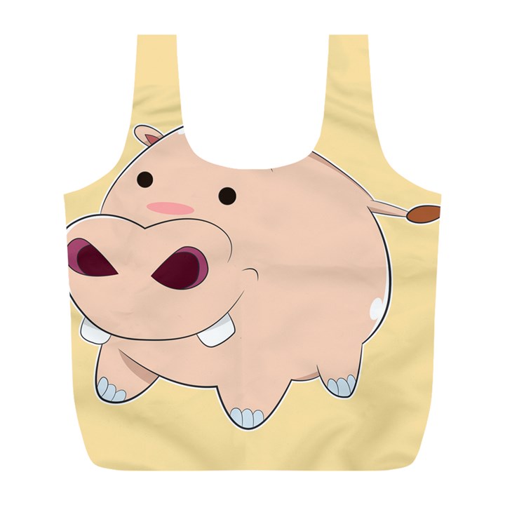 Happy Cartoon Baby Hippo Full Print Recycle Bags (L) 