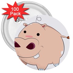 Happy Cartoon Baby Hippo 3  Buttons (100 Pack)  by Catifornia