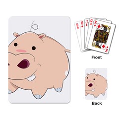 Happy Cartoon Baby Hippo Playing Card by Catifornia