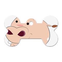 Happy Cartoon Baby Hippo Dog Tag Bone (two Sides) by Catifornia