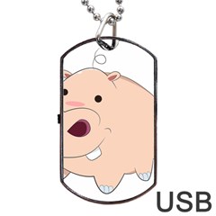 Happy Cartoon Baby Hippo Dog Tag Usb Flash (one Side) by Catifornia