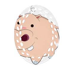 Happy Cartoon Baby Hippo Ornament (oval Filigree) by Catifornia