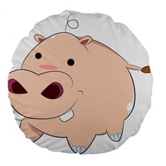 Happy Cartoon Baby Hippo Large 18  Premium Round Cushions by Catifornia