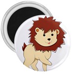 Happy Cartoon Baby Lion 3  Magnets Front