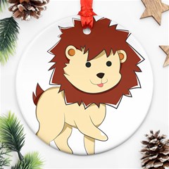 Happy Cartoon Baby Lion Ornament (round) by Catifornia