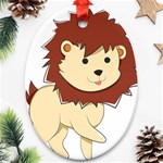 Happy Cartoon Baby Lion Ornament (Oval) Front