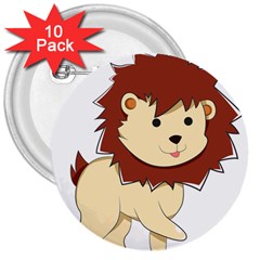 Happy Cartoon Baby Lion 3  Buttons (10 Pack)  by Catifornia