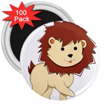 Happy Cartoon Baby Lion 3  Magnets (100 pack) Front