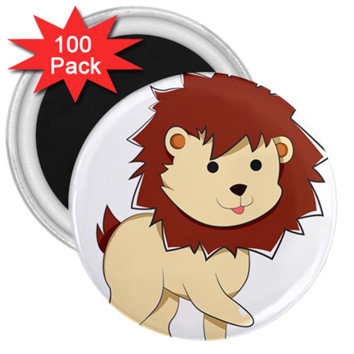 Happy Cartoon Baby Lion 3  Magnets (100 pack)