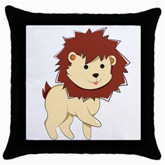 Happy Cartoon Baby Lion Throw Pillow Case (black) by Catifornia