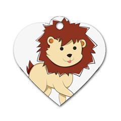 Happy Cartoon Baby Lion Dog Tag Heart (two Sides) by Catifornia