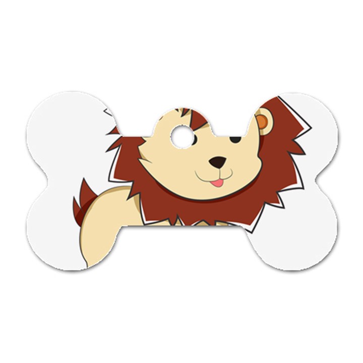 Happy Cartoon Baby Lion Dog Tag Bone (One Side)