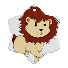 Happy Cartoon Baby Lion Snowflake Ornament (two Sides) by Catifornia