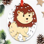 Happy Cartoon Baby Lion Oval Filigree Ornament (Two Sides) Front