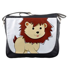 Happy Cartoon Baby Lion Messenger Bags by Catifornia