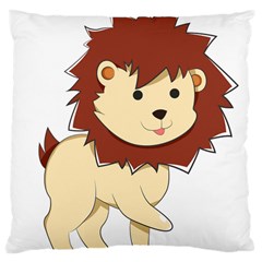 Happy Cartoon Baby Lion Large Cushion Case (two Sides) by Catifornia