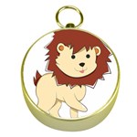 Happy Cartoon Baby Lion Gold Compasses Front