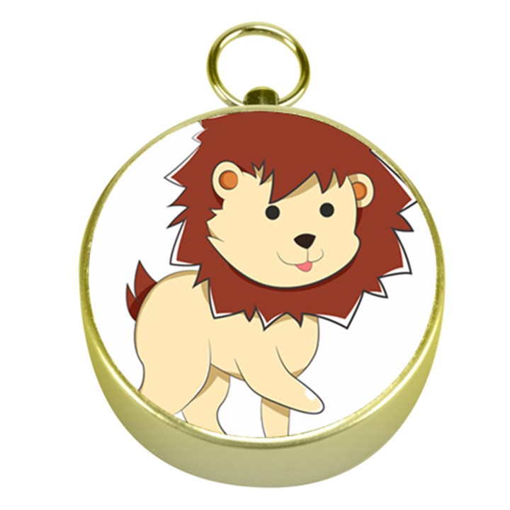 Happy Cartoon Baby Lion Gold Compasses