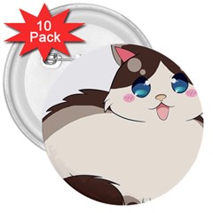 Ragdoll Cat For Life 3  Buttons (10 Pack)  by Catifornia