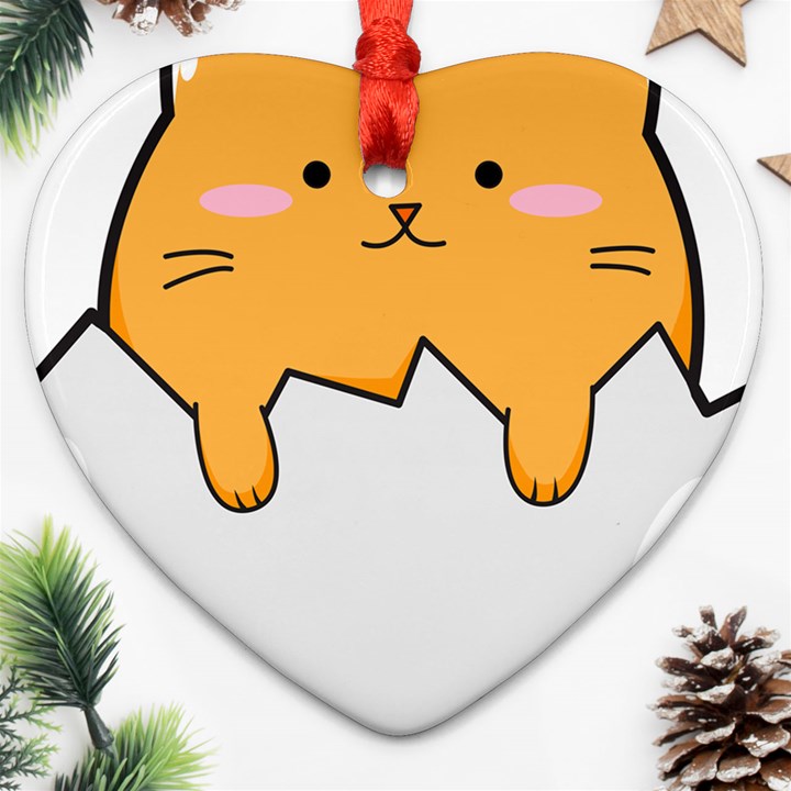 Yellow Cat Egg Ornament (Heart)