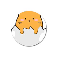 Yellow Cat Egg Magnet 3  (round) by Catifornia