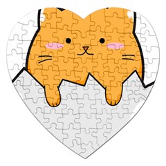 Yellow Cat Egg Jigsaw Puzzle (heart) by Catifornia