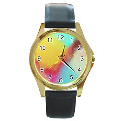 Textured Paint                   Round Gold Metal Watch by LalyLauraFLM